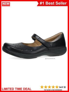 Dansko Stacy Leather Mary Jane Flats Perforated Slip Resistant Casual Shoes